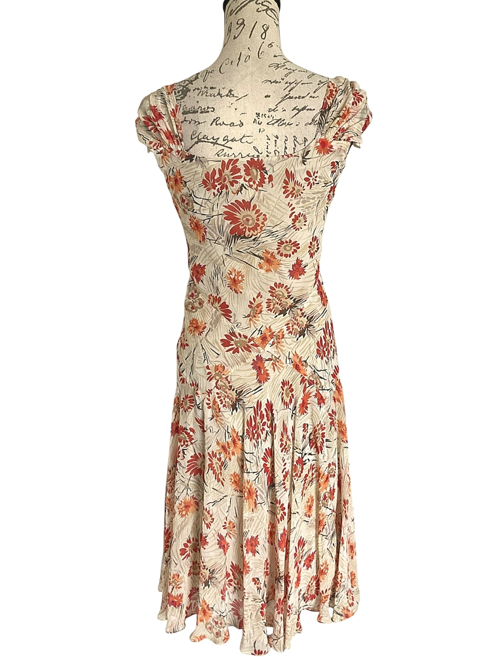 Vintage Y2K Jones New York Silk Floral Midi Dress 6P Fairy Bias cut Cottagecore - Picture 9 of 15